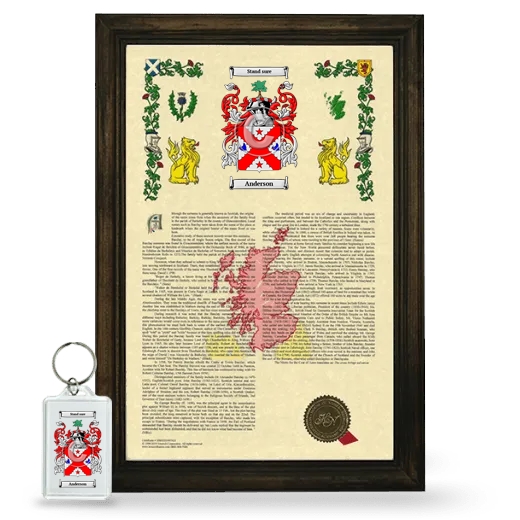 Framed Armorial History and Keychain - Brown